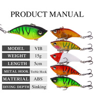 Vib spoon – leurre de pêche swimbait, leurre à manivelle sans lèvre, 5cm/15g