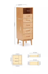 Cassettiera Alta e Stretta con Ripiano Aperto, Mobile Contenitore in Legno Massello di Quercia per Camera da Letto, Soggiorno, Ingresso e Piccoli Spazi - Product Image 6