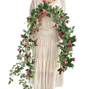 Guirlandes de roses artificielles 180 cm, fleurs en soie pour arche de mariage, décorations de plafond, style romantique, décoration murale pour la maison - Product Image 5