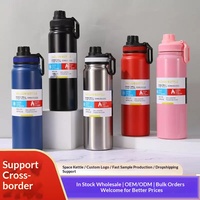 Bouteille d'eau sport isotherme en acier inoxydable, best-seller transfrontalier, avec sangle anti-chute, grande capacité, pour thé et eau en extérieur