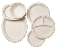 Assiettes rondes jetables biodégradables de pulpe de canne à sucre de 7 pouces ensemble de vaisselle jetable pour les fêtes et les événements à base de bagasse
