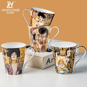 Tazza in Porcellana/Ceramica 'Il Bacio <span class=keywords><strong>di</strong></span> <span class=keywords><strong>Klimt</strong></span>', Tazza da Caffè Creativa con Dipinto a Olio, Regalo per Coppie - Product Image 2
