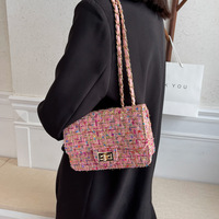 Sac à main pour femme Bolso De Dama, sac à bandoulière en tweed classique inspiré des grands créateurs, avec fermeture éclair, petit sac à bandoulière pour femme, sac à bandoulière pour l'hiver