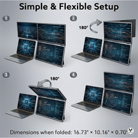 Moniteur portable IPS triple écran de 18,5 pouces |   Écran d'extension pour ordinateur portable pliable en trois parties, résolution 1920x1200, gamme de couleurs 100% SRGB, intégré Type-C