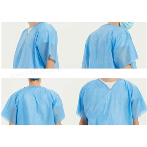 بيع بالجملة مخصص ملابس المستشفى غير منسوجة أو <span class=keywords><strong>Sms</strong></span> أو Pp + pe/pp قصيرة الأكمام مفتوحة الظهر موحدة للاستعمال مرة واحدة - Product Image 3
