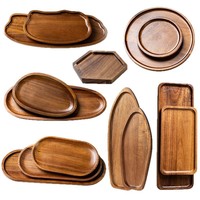 Plateau à collation et à thé moderne minimaliste en bois d'acacia, 3 compartiments, vaisselle de table, plateau à gâteau, plateau ovale