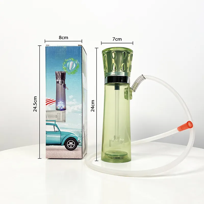 थोक पोर्टेबल नेतृत्व में शीश कप सेट प्रकाश अप यात्रा प्लास्टिक Narguile Huka Vandpibe Vannpipe कार धूम्रपान कप हुक्का