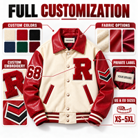 Blouson universitaire en laine mélangée Melton avec logo personnalisé, ourlet côtelé rayé à boutons-pression et appliqué contrastant – Fabricant et fournisseur OEM