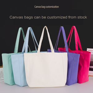Reusable Gift Promotion Outdoor Use Eco-Friendly Cotton Tote <b>Bag</b> with Zipper Closure Long Handle Custom Logo Recycled <b>Material</b> - Product Image 1