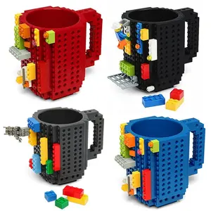 Cangkir Kopi Lego Puzzle Bongkar Pasang, Mug Blok Bangunan DIY Hadiah Kreatif