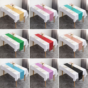 <span class=keywords><strong>Chemin</strong></span> <span class=keywords><strong>de</strong></span> <span class=keywords><strong>table</strong></span> long en polyester 100% personnalisable, style européen, tissé, brillant, à paillettes dorées, pour la maison, l'hôtel, les dîners et les mariages - Product Image 2