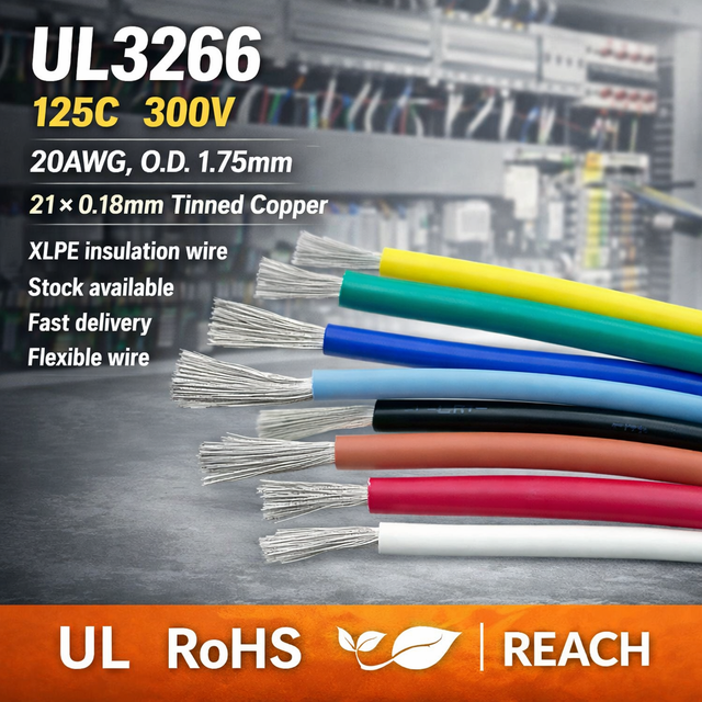 UL3266 AWG20 Black XLPE Insulated Wire 125 300V Tinned Copper Flexible Electrical Cable for Industrial Control Panel Heating