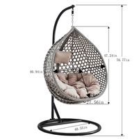 Meubles de maison, meubles de patio d'extérieur, meubles en osier, chaise suspendue en forme de nid d'oiseau, chaise suspendue en rotin ronde en forme d'œuf