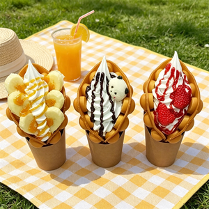 Réplica de Waffle de Huevo de Plástico para Helado, Modelo de Waffle Burbuja, Postre Artificial para Exhibición en Cafeterías, con Sabor a Plátano, Caramelo y Fresa - Product Image 5