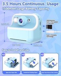 Appareil photo instantané pour enfants M8 à double objectif, prend en charge les cartes SD 32 Go, 48 MP, impression de graffitis, jouets éducatifs pour filles et garçons, cadeau - Product Image 5