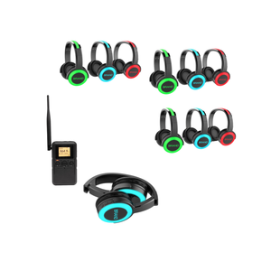 <span class=keywords><strong>FM</strong></span> Audio Hifi Flashing RF770 Auriculares inalámbricos plegables Auriculares de discoteca silenciosos Transmisor de 3 canales Configuración de fiesta silenciosa - Product Image 1