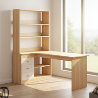 Bureau d'ordinateur commercial moderne et durable en bois écologique Landeast avec table d'écriture d'angle et étagère