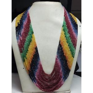 Collier de perles de saphir naturel multicolores à facettes, 5/7/9 brins, 2,5-3 mm, qualité supérieure, origine Afrique, fabrication de bijoux M.Y.GEMS - Product Image 2