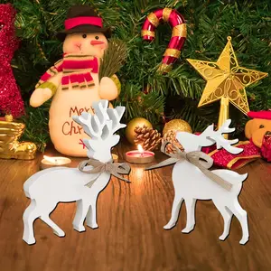 Christmas Decorations Ornament Rustic Wooden Christmas Reindeer Figurine Home Decor For Home Shelf Cabinet Table Home Display