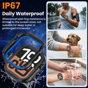 เคสกันน้ำทรงสี่เหลี่ยมสำหรับ Apple Watch Series 12 รุ่นยอดนิยม ขนาด 42/46 มม. ผลิตจากวัสดุ PC และกระจกนิรภัย ทนทาน พร้อมอุปกรณ์เสริม - Product Image 2