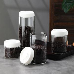 500ml, 1000ml, al por mayor precio de fábrica, tapa negra de vidrio al vacío, tarro de almacenamiento de granos de café de vidrio de borosilicato transparente sellado - Product Image 3