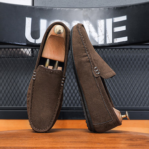 Mocasines de Gamuza Retro para Hombre, Primavera/Otoño, Casuales para Exteriores, para Conducir, Antideslizantes, Forro de Cuero Genuino, Suela de Goma - Product Image 4