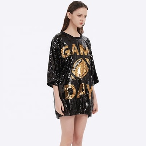 Stock de nouveauté chemise pour le jour du match chemise à paillettes personnalisée hauts chemise vêtements maillot de football graphique à paillettes <span class=keywords><strong>haut</strong></span> pour femmes - Product Image 3