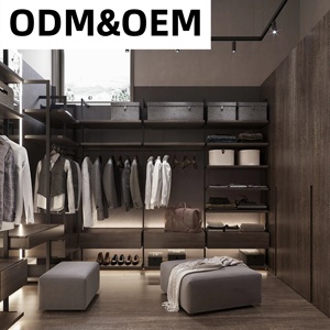 Muebles de Dormitorio y <span class=keywords><strong>Vestidor</strong></span> Modernos, Duraderos, de Madera Maciza de Lujo Personalizados, con Puertas de Vidrio, Ahorro de Espacio - Product Image 1