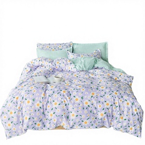 Factory Supply High Cost-Effective Durable Eco-Friendly 4-Piece <b>Flat</b> Bed <b>Sheet</b> Set Plant Printed Microfiber <b>Fitted</b> Bedding - Product Image 2