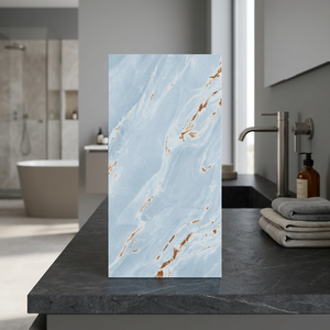 Borial Aqua Glossy Marble Porcelain Tiles 600x1200mm Premium Floor Wall Tiles For Villa Hotel Bathroom - Product Image 4
