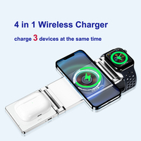 Support de chargeur sans fil magnétique pliable 3 en 1 en alliage d'aluminium 15W avec port Type-C pour téléphone portable/iWatch/écouteurs
