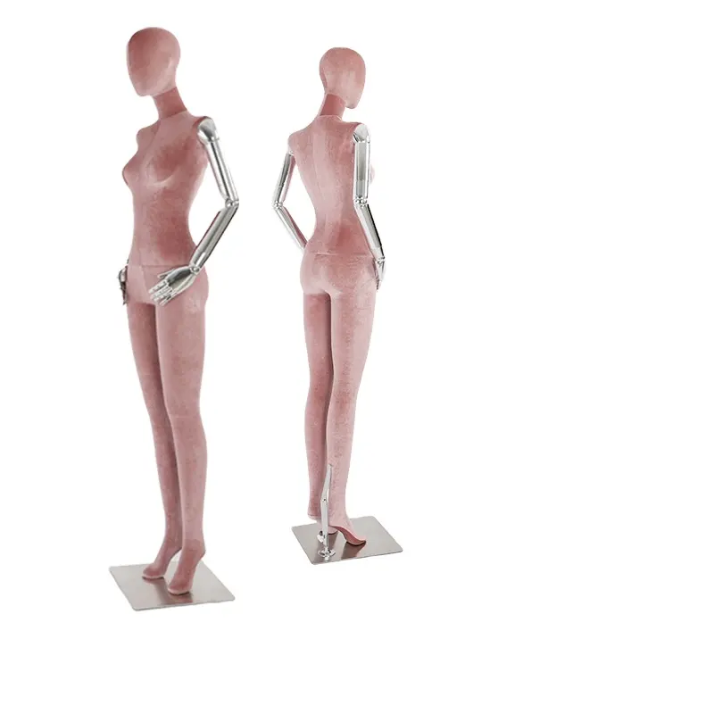 Full Body Dress Form Mannequin Fabric Covered Linen Mannequin Wrapped Female Model With Chrome Arms For Sale