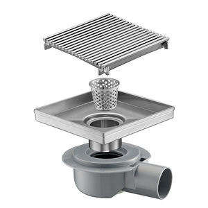 Siphon de sol de <span class=keywords><strong>douche</strong></span> moderne 150x150mm en acier inoxydable SUS304/316L avec grille antidérapante et anti-colmatage, design carré rapide - Product Image 3