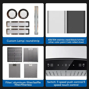 IDEA T a forma di <span class=keywords><strong>cappa</strong></span> da parete, 900mm Touch controllo gestuale deflettore in acciaio inossidabile 150W 1380m ³ /h <span class=keywords><strong>cappa</strong></span> da cucina in <span class=keywords><strong>oro</strong></span> - Product Image 6