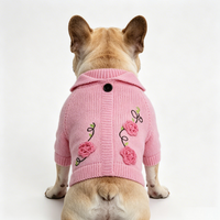 Pull pour chien en acrylique à motif de roses, moderne, lavable, chaud, tricoté pour l'automne/l'hiver, tailles petites à moyennes