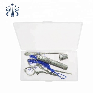 Tijeras exquisitas + Tubo de almacenamiento de agujas + punzón + hilo de aguja + juego de tijeras Vintage de <span class=keywords><strong>dedal</strong></span> - Product Image 6