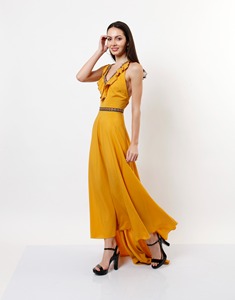 Maxivestido con cuentas a mano para mujer de puntada fina artesanal superior con diseño largo elegante y brillante para desfile de moda y fiesta, ropa para eventos - Product Image 3