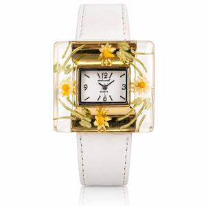 <span class=keywords><strong>Montre</strong></span> en résine avec fleurs séchées naturelles Soleviah, <span class=keywords><strong>montre</strong></span> à quartz carrée avec marguerite, <span class=keywords><strong>bracelet</strong></span> en cuir blanc, montres florales faites à la main pour femmes - Product Image 1