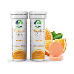 Propre marque adulte vitamine C + zinc non sucré orange aromatisé complément alimentaire comprimés effervescents fournir de l'énergie - Product Image 1
