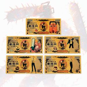 2026 Gran Venta JP <span class=keywords><strong>Chainsaw</strong></span> Hero 5 Diseños Billete Bañado en Oro de 24K para Colección - Product Image 1