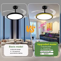 Ventilateur de plafond rétractable en cuivre BAYSQUIRREL, commande par application/télécommande, 42 pouces, moderne, intelligent, avec haut-parleur, variateur d'intensité, 6 vitesses