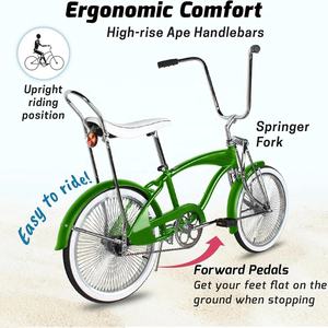 Vélos spéciaux <span class=keywords><strong>Lowrider</strong></span> Green Tracer 20 pouces en acier avec plateforme en nylon monobloc et pédalier en PP, vélo <span class=keywords><strong>Lowrider</strong></span> 20 pouces - Product Image 5