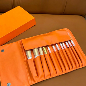 Luxury brand Professional <b>Makeup</b> Brush Set 12-Piece Synthetic Hair Face Brushes Foundation Blush Eyeshadow <b>Tools</b> Orange Case - Product Image 4