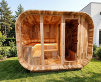 Cabine de sauna extérieure en cèdre rouge, forme cube, avec vestiaire |   Sauna de jardin en bois