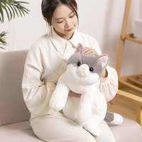 Peluches de chat accroupis chat en peluche pelucheux chat en peluche jouets gris noir chaton en peluche