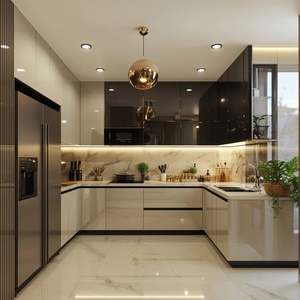 Modern European Design Kitchen <b>Cabinets</b> with Luxury Light <b>Stainless</b> Carcase Direct Supply by Manufacturers Customized Kitchen - Product Image 6
