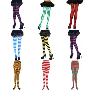 Fashionable Stripe Print Women Tights for Party and Christmas