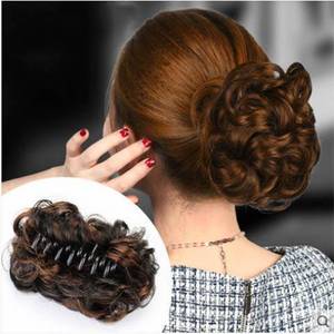 Perruque chignon pour femme avec pinces, courte et bouclée, pour un coiffure volumineuse et moelleuse, accessoire capillaire - Product Image 4