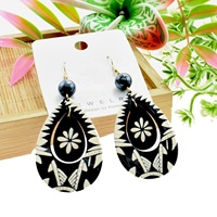 Boucles d'Oreilles Plage Bohème Hawaïennes Polynésiennes Bijoux de Mode en Acétate Acrylique Style Tribal pour Femmes Filles Cadeaux