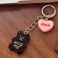 Porte-clés Cœur Ours Mignon avec Pendentif Lettre, Breloques de Sac pour Téléphone, Écouteurs, Sac à Dos, Décoration, Cadeau Doux, Accessoires de Porte-clés